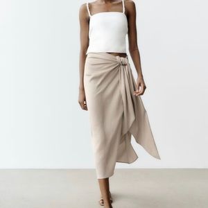 NWT Zara Tan Wrap Skirt